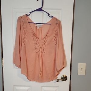 Chic Peach Lace Blouse